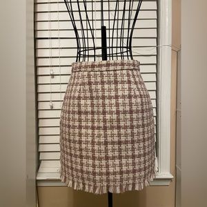Pink/White Houndstooth Tweed Skirt